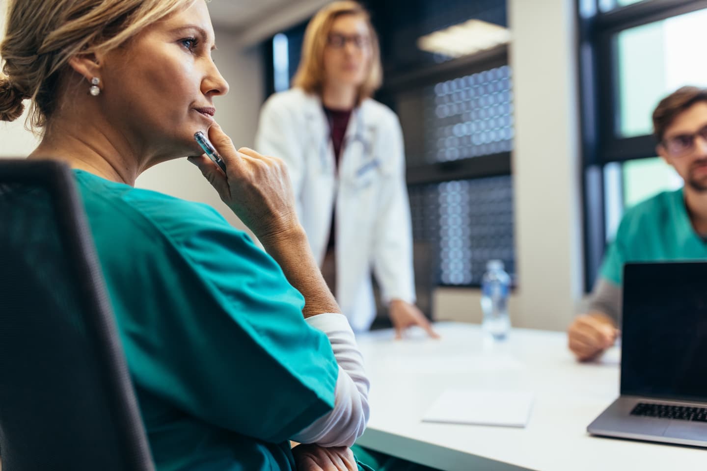 Hospital medical staff in a meeting room 